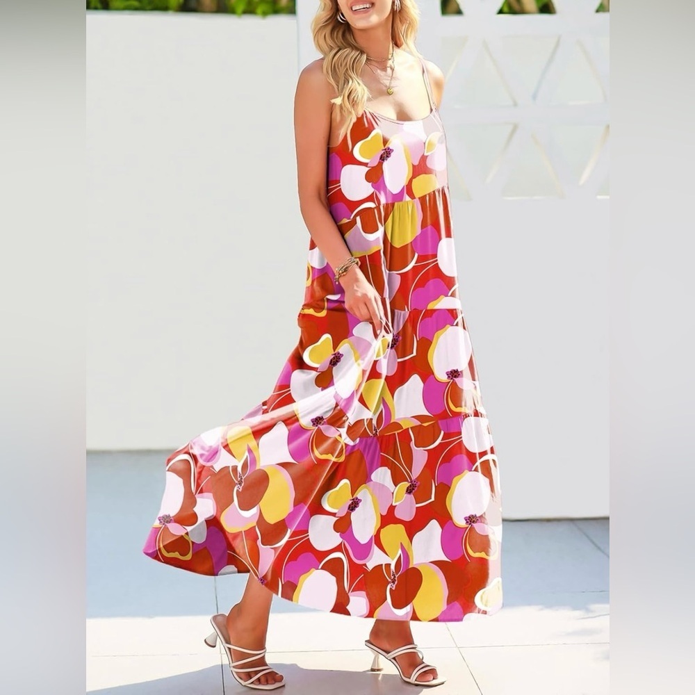 NWT ANRABESS Women Summer Casual Loose Sleeveless Sundress Spaghetti Strap - Picture 5 of 9